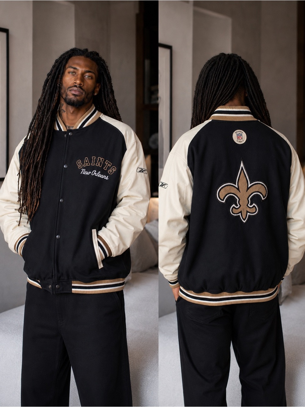 Vintage Reebok NFL Gridiron Classic New Orleans Saints Varsity Jacket